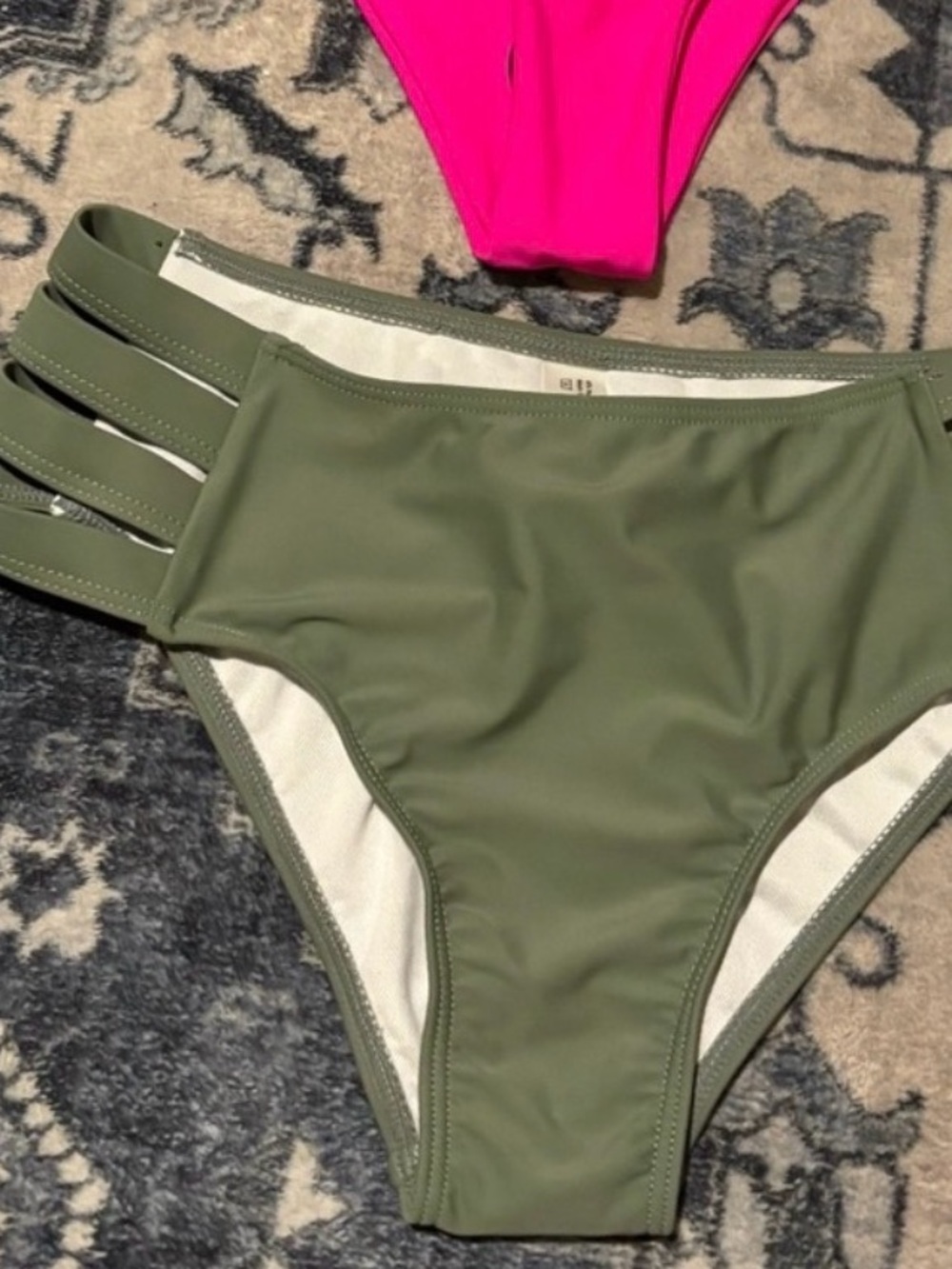 BUNDLE OF TWO NWT SHEIN SMALL BIKINI BOTTOMS HIGH WAIST PINK AND STRAPPY GREEN
